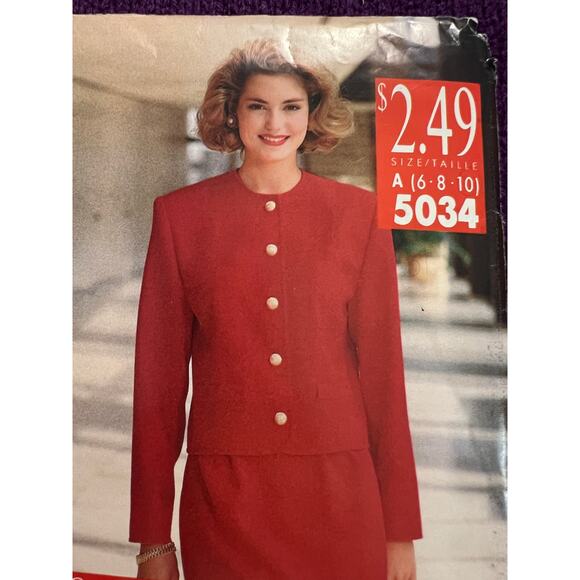 Butterick 5034 pattern blazer boxy boyfriend 1980s size 6 8 10 - Picture 1 of 7